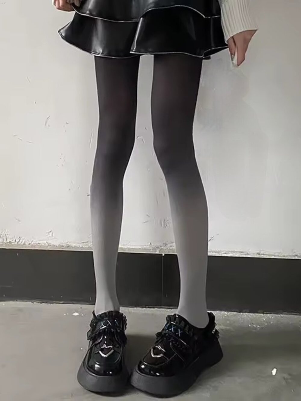 Women's Ombre Gradient Black Opaque Tights Pantyhose Stockings Lolita Cosplay